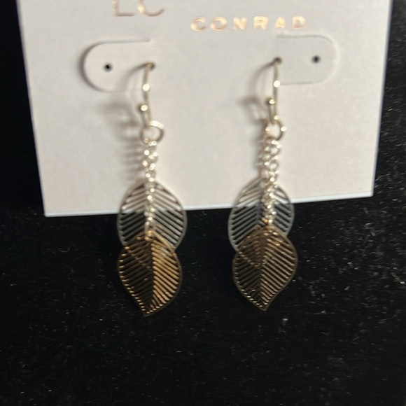 Fashion Earrings, Hook Back, Leaf, Silver-tone & Gold-tone - Picture 2 of 4